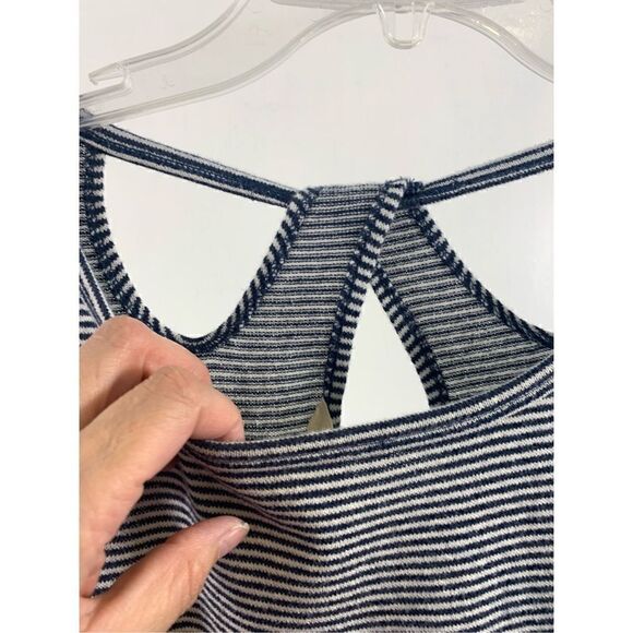 Soft Surroundings Striped Navy French Keyhole Top Size L - Picture 6 of 11